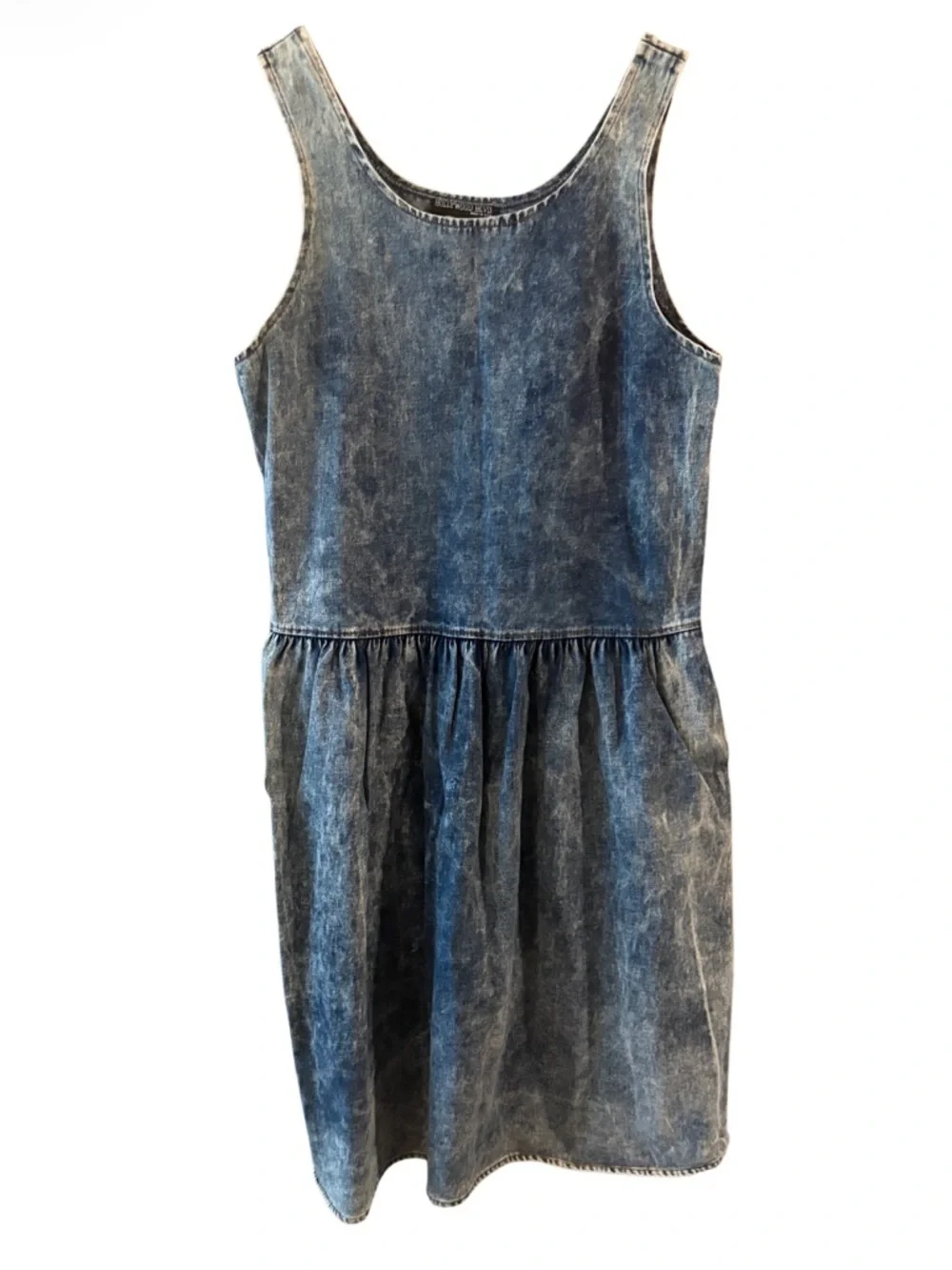 Hollywood Blvd Vintage Acid Wash Denim 100% Cotton Sleeveless Dress M - Picture 3 of 15